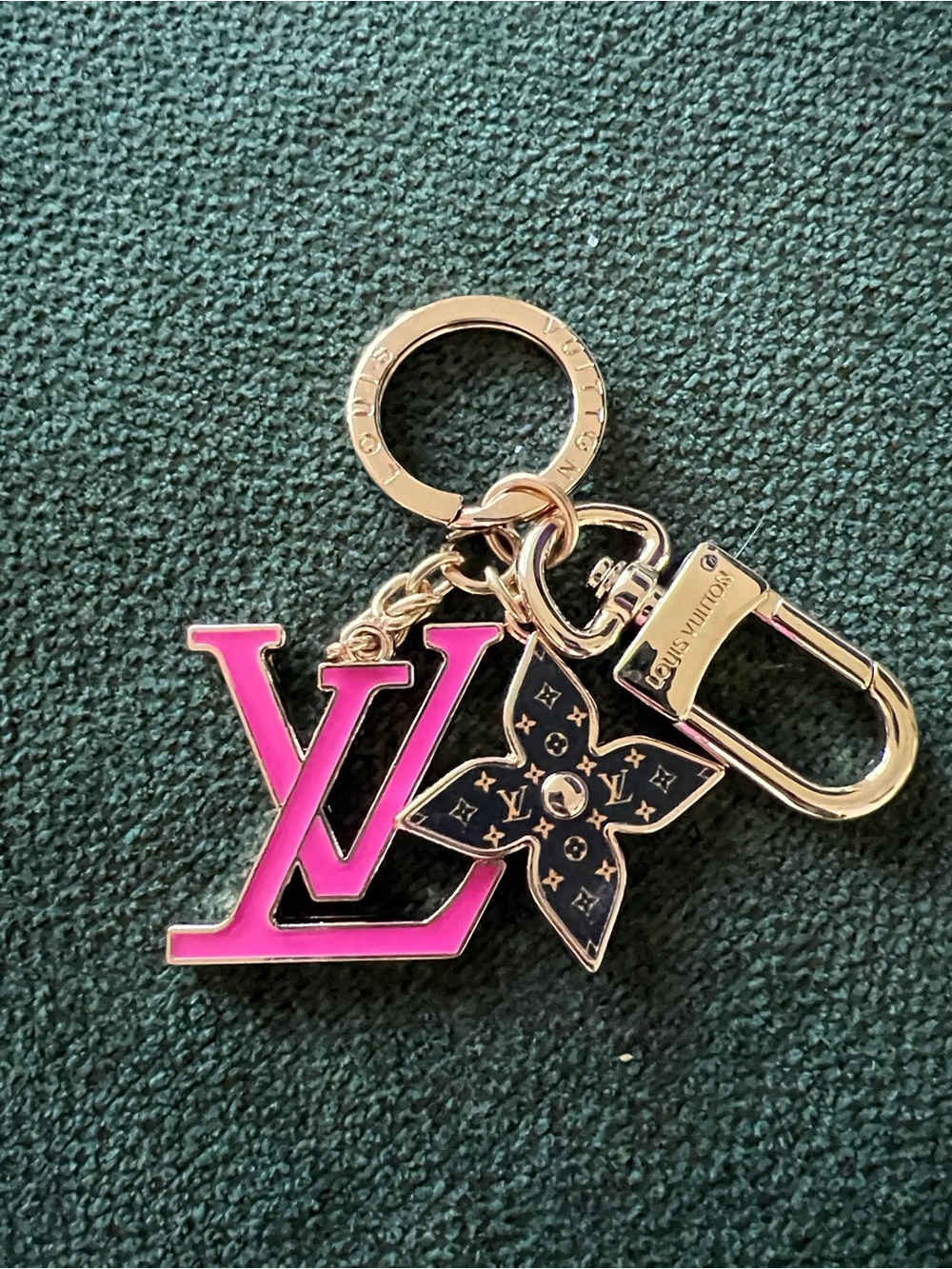 Pink Logo & Monogram Flower Key Charm